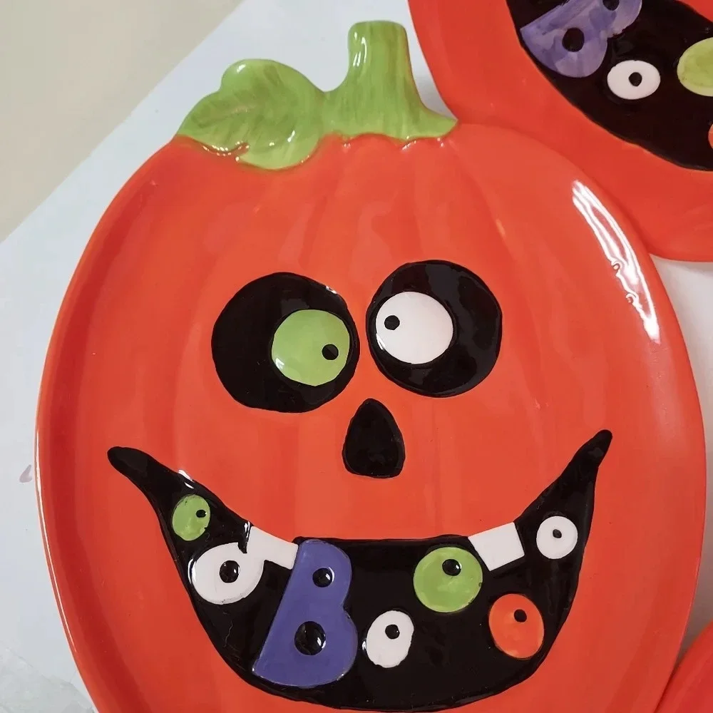 Gibson Home Kookoomon Pumpkin Shaped Plate Set of 4
